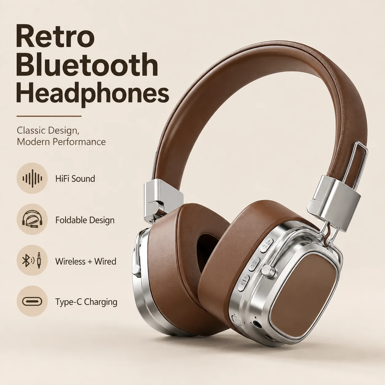 Retro Gaming Headset - 게이밍 헤드셋, 블루투스 헤드폰, 레트로 스타일,