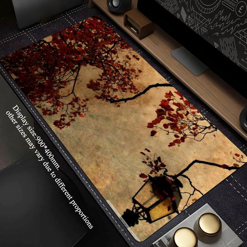 확장형 게이밍 데스크 매트, 복고풍 가을 단풍 무늬,  - Retro Gaming Desk Setup 리뷰 및 가격